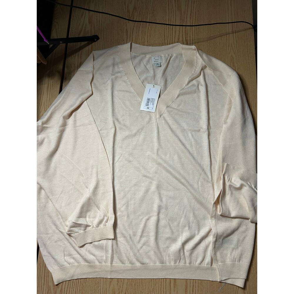 New Women’s A New Day Lightweight Sweater Cream size 2X